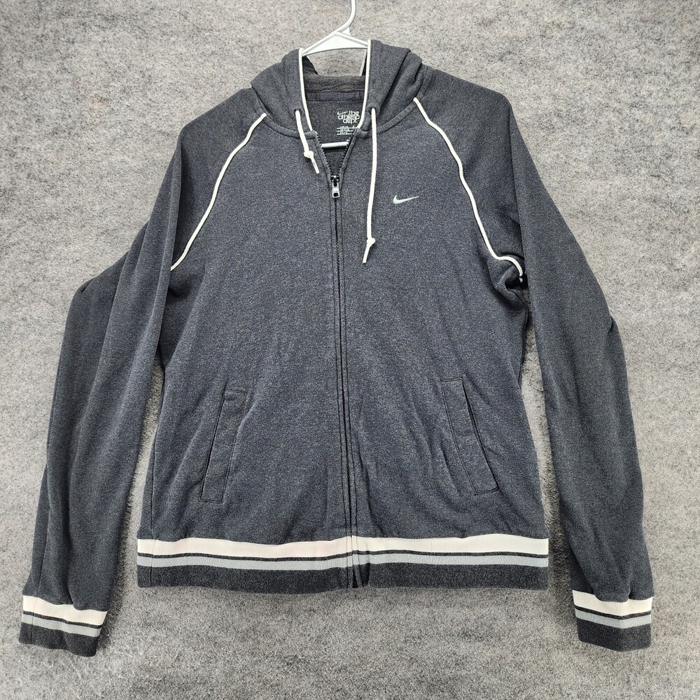 Nike Hoodie Womens Large 12-14 Full Zip Long Sleeve Gray